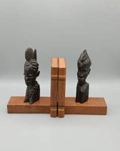 Paire de Serre-livres Bois et Africain