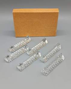 6 Porte-Couteaux en Verre Transparent Vintage