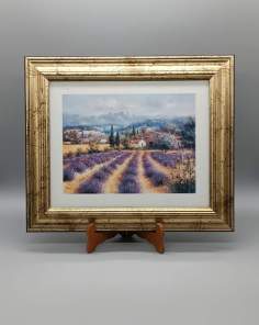 Tableau Provençal Lavande Avec Cadre Doré