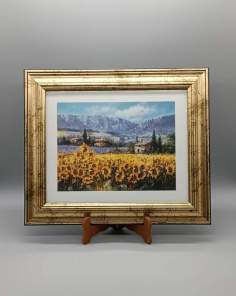 Tableau Provençal Tournesol Avec Cadre Doré