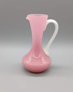 Superbe Pichet en Opaline Rose et Blanc