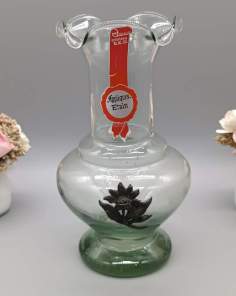 Vase Verre et Étain Collerette Tulipe Vintage